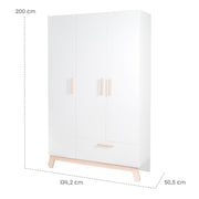 Set di camere 'Clara' bianco, incluso letto combinato, tavolo da cambio e mobile a 3 porte