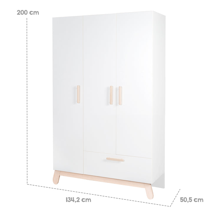 Set di camere 'Clara' bianco, incluso letto combinato, tavolo da cambio e mobile a 3 porte