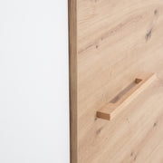 Garde-robe 'lion' 3 -Door - décoration blanche / bois «chêne artisan» - poignées en chêne massif