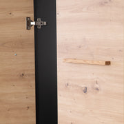 Armario 'Lenn' 3 puertas - antracita - decoración madera 'Roble artesanal' - tiradores madera