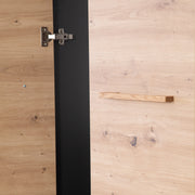 Guardaroba 'Lenn' 3 -door - antracite - decorazioni in legno 'artigiano eiche' - manici in legno massiccio