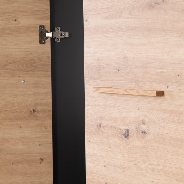 Guardaroba 'Lenn' 3 -door - antracite - decorazioni in legno 'artigiano eiche' - manici in legno massiccio