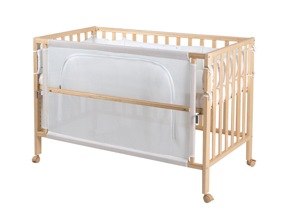 Cuna 'safe asleep®', 60 x 120 cm 'Sternenzauber', cuna de lado al lecho de los padres con equipamiento, natural
