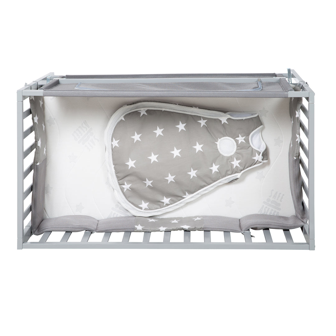 Room Bed 'safe asleep®', 60 x 120 cm, 'Little Stars', Beistellbett inkl. Zubehör, taupe lackiert