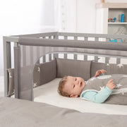 Room Bed 'safe asleep®', 60 x 120 cm, 'Little Stars', Beistellbett inkl. Zubehör, taupe lackiert