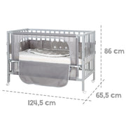 Room Bed 'safe asleep®', 60 x 120 cm, 'Little Stars', Beistellbett inkl. Zubehör, taupe lackiert