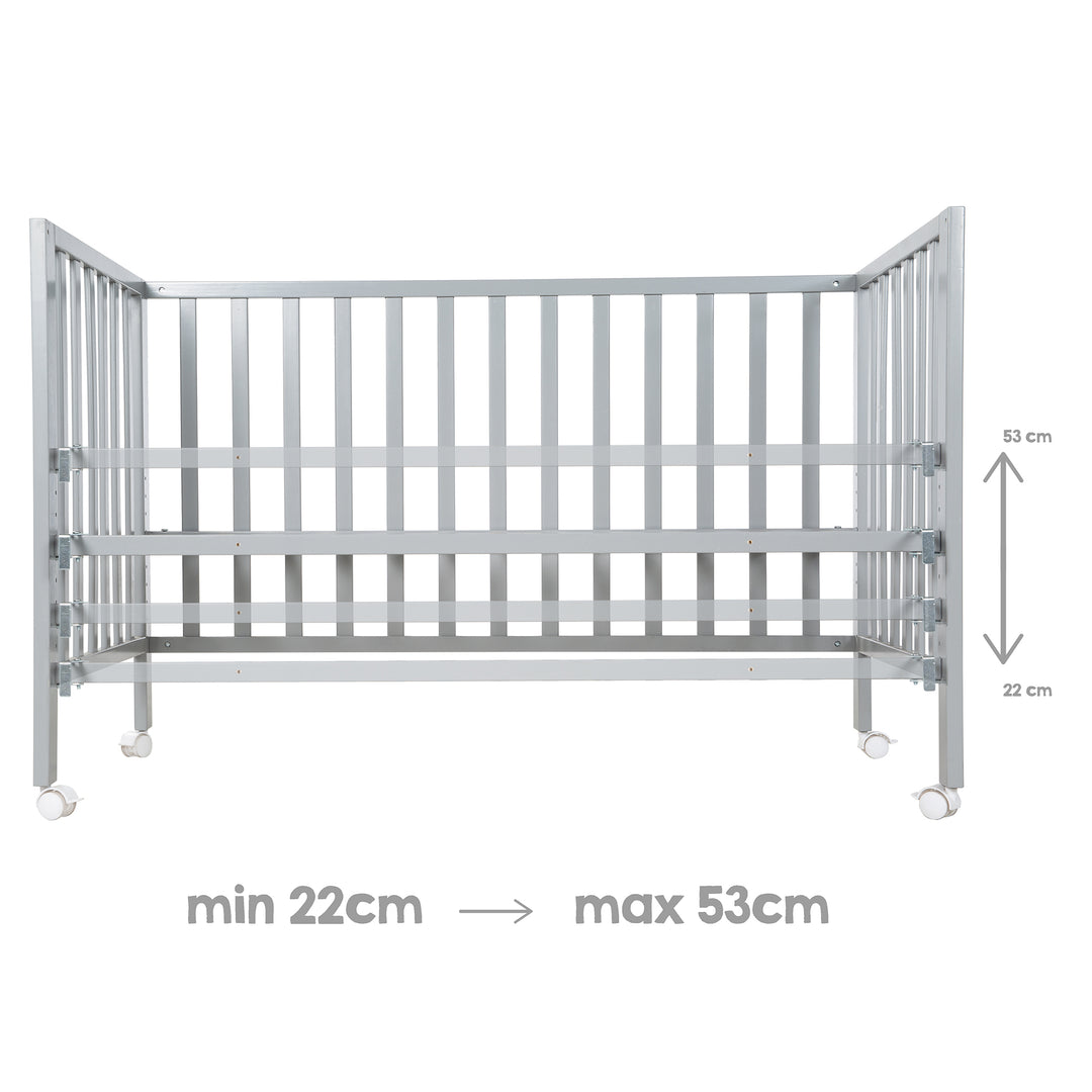 Room Bed 'safe asleep®', 60 x 120 cm, 'Little Stars', Beistellbett inkl. Zubehör, taupe lackiert