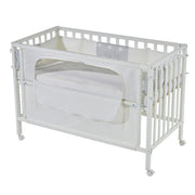 Cama de habitación 'Safe Sleeple®', 60 x 120 cm, 'Stars Grey', cama lateral que incluye equipos, blanco pintado