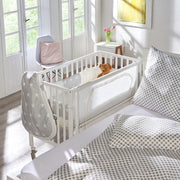 Room Bed 'safe asleep®', 60 x 120 cm, 'Sterne grau', Beistellbett inkl. Ausstattung, weiß lackiert