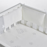 Room Bed 'safe asleep®', 60 x 120 cm, 'Stars gray', additional bed including fittings, white lacquer