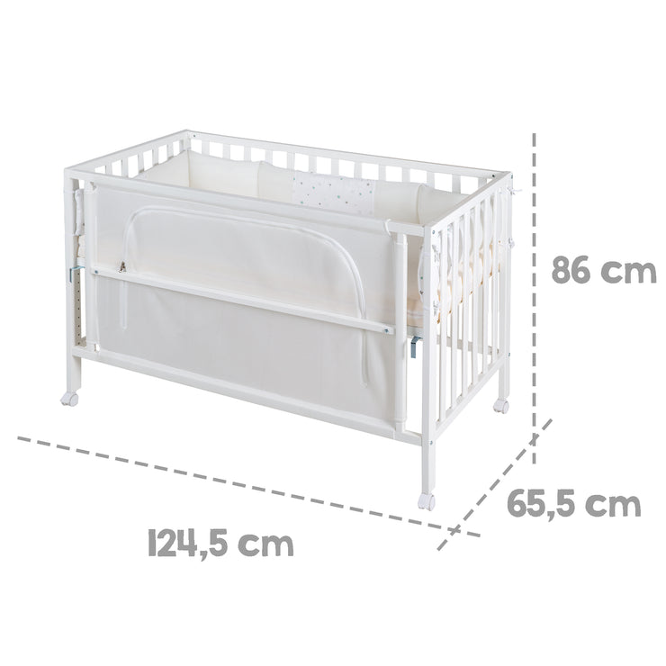 Room Bed 'safe asleep®', 60 x 120 cm, 'Sternenzauber', Beistellbett inkl. Zubehör, weiß lackiert