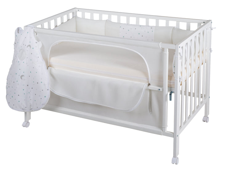 Room Bed 'safe asleep®', 60 x 120 cm, 'Sternenzauber', Beistellbett inkl. Zubehör, weiß lackiert