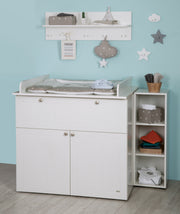 Changing table 'Mia' with changing attachment, country style white, 1 drawer, 2 doors, changing height 93 cm