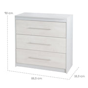 Commode bébé "Maren 2" avec plan à langer, corps chêne chaulé, hauteur à langer: 90,5 cm