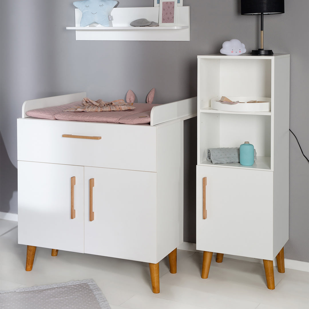 Changing Table 'Mick' with Changing Top, Soft-Close, 1 Drawer, 2 Doors, Changing Height 93.5 cm