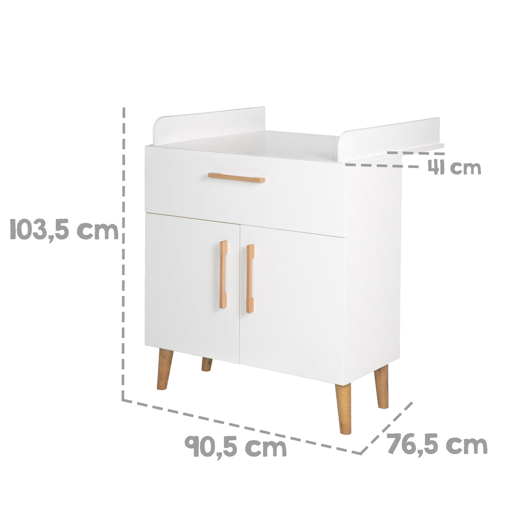Changing Table 'Mick' with Changing Top, Soft-Close, 1 Drawer, 2 Doors, Changing Height 93.5 cm