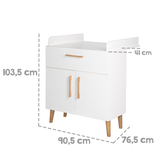 Changing Table 'Mick' with Changing Top, Soft-Close, 1 Drawer, 2 Doors, Changing Height 93.5 cm