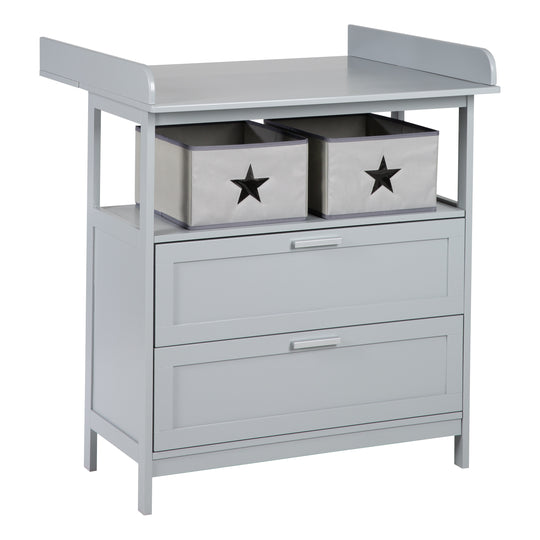 Cassettiera fasciatoio 'Hamburg' con estensione, 2 cassetti e box, con fissaggio a parete, altezza fasciatoio 92 cm