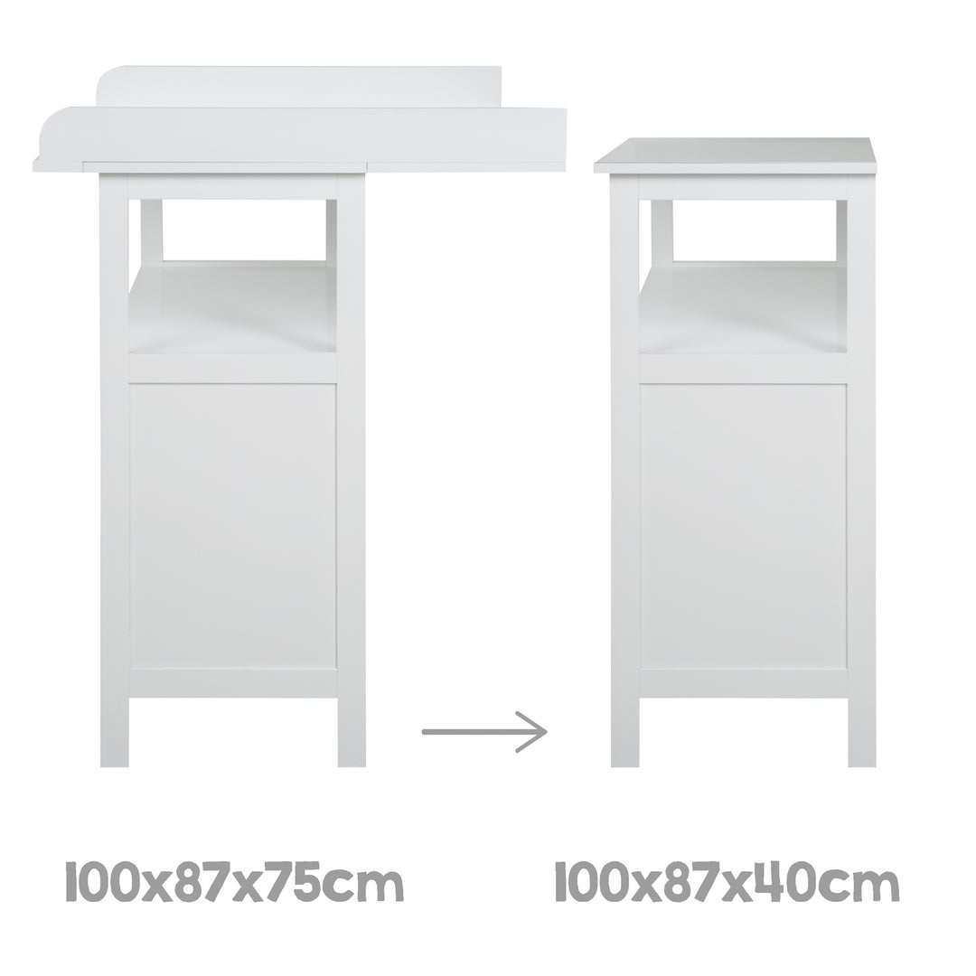 Cassettiera fasciatoio 'Hamburg' con estensione, 2 cassetti e box, con fissaggio a parete, altezza fasciatoio 92 cm