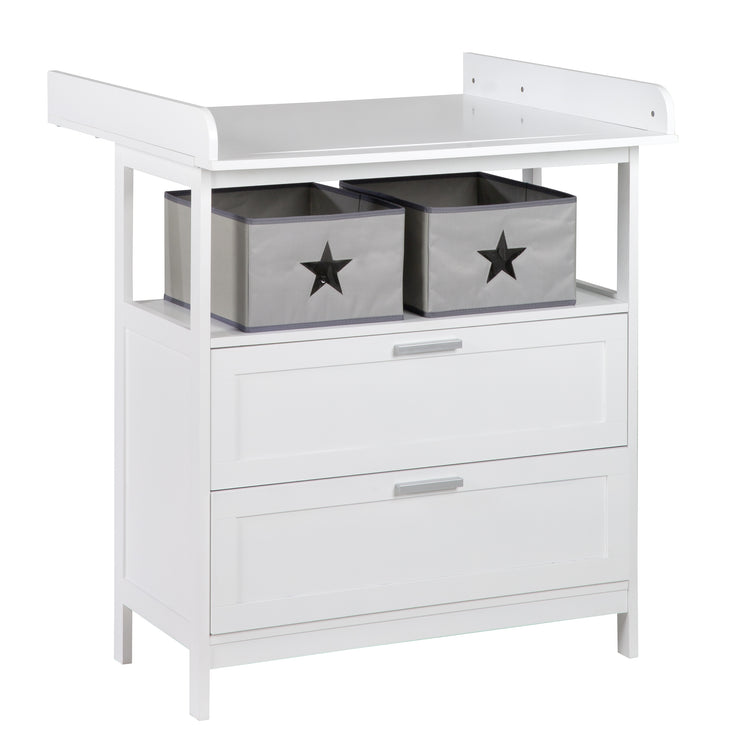 Wickelkommode 'Hamburg' mit Ansatz, 2 Schubladen, 2 Boxen, Wandbefestigung, Wickelhöhe 92 cm