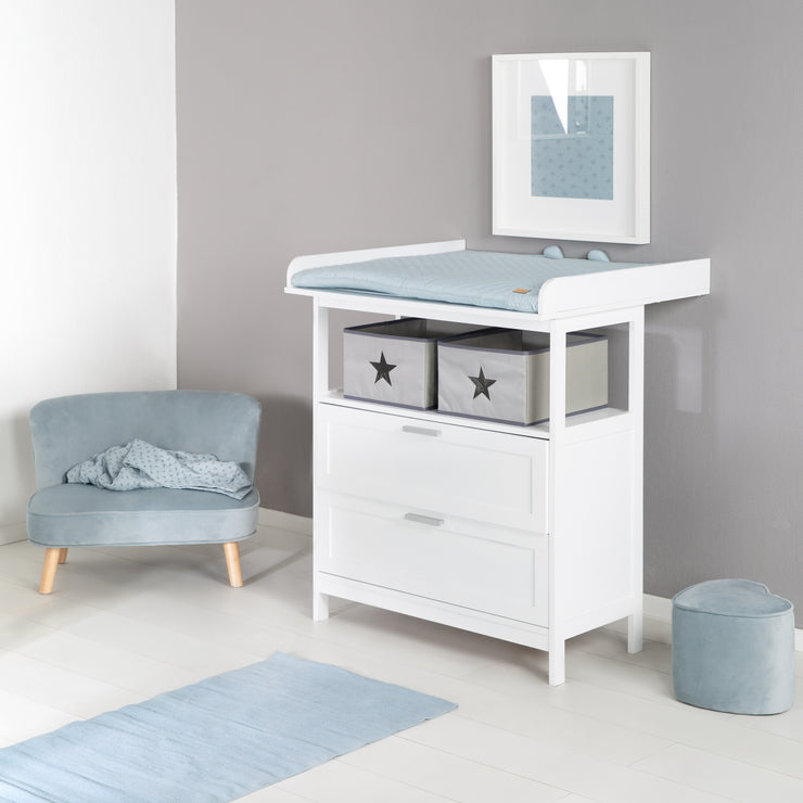 Wickelkommode 'Hamburg' mit Ansatz, 2 Schubladen, 2 Boxen, Wandbefestigung, Wickelhöhe 92 cm