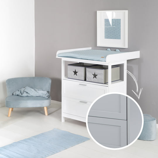 Wickelkommode 'Hamburg' mit Ansatz, 2 Schubladen, 2 Boxen, Wandbefestigung, Wickelhöhe 92 cm