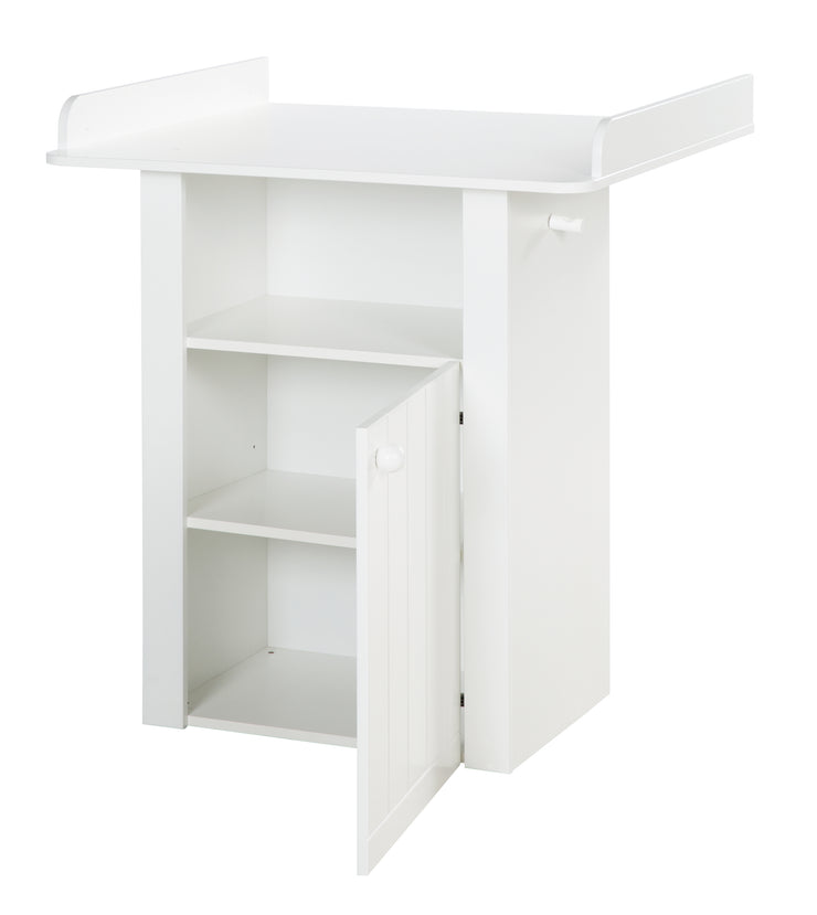 Wickelkommode 'Lotte' inkl. Wickelansatz, gefräst weiß, 1 Tür mit Soft Close, Wickelhöhe 90 cm