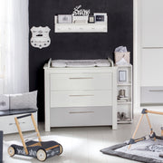 Zimmerset 'Linus' inkl. Kombi-Bett 70 x 140 cm, Wickelkommode & 3-türigem Schrank, Weiß / grau