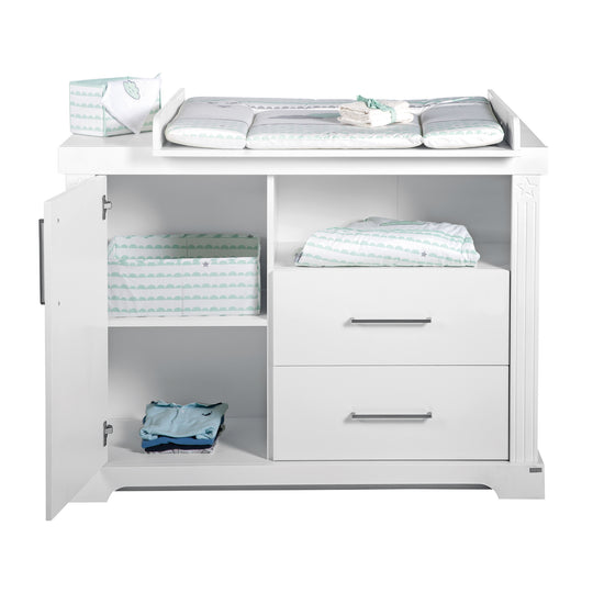 Möbelset 'Maxi' inkl. Kombi-Bett 70 x 140 cm, Wickelkommode & 3-türigem Kleiderschrank, weiß