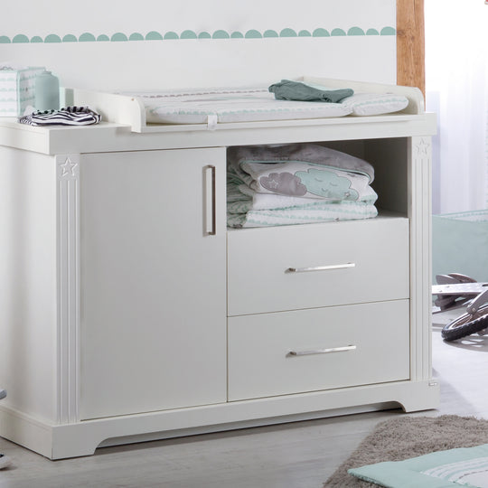 Möbelset 'Maxi' inkl. Kombi-Bett 70 x 140 cm, Wickelkommode & 3-türigem Kleiderschrank, weiß