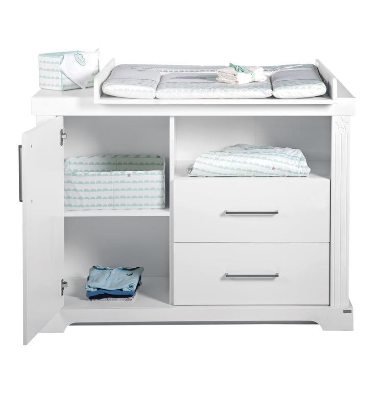 Kindermöbelset 'Maxi' weiß inkl. Kombi-Bett, 70 x 140 cm & breiter Wickelkommode