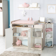 Ensemble de chambre "Olaf", incl. lit bébé 70 x 140 cm et table à langer large, blanc/orme lunaire