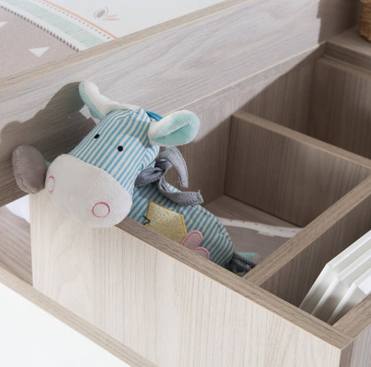 Cassettiera fasciatoio'Olaf' con fasciatoio, bianco / Olmo Luna, altezza cambio 92,5 cm