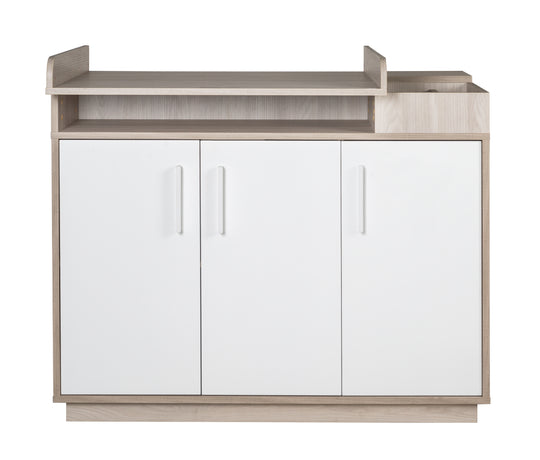 Cassettiera fasciatoio'Olaf' con fasciatoio, bianco / Olmo Luna, altezza cambio 92,5 cm