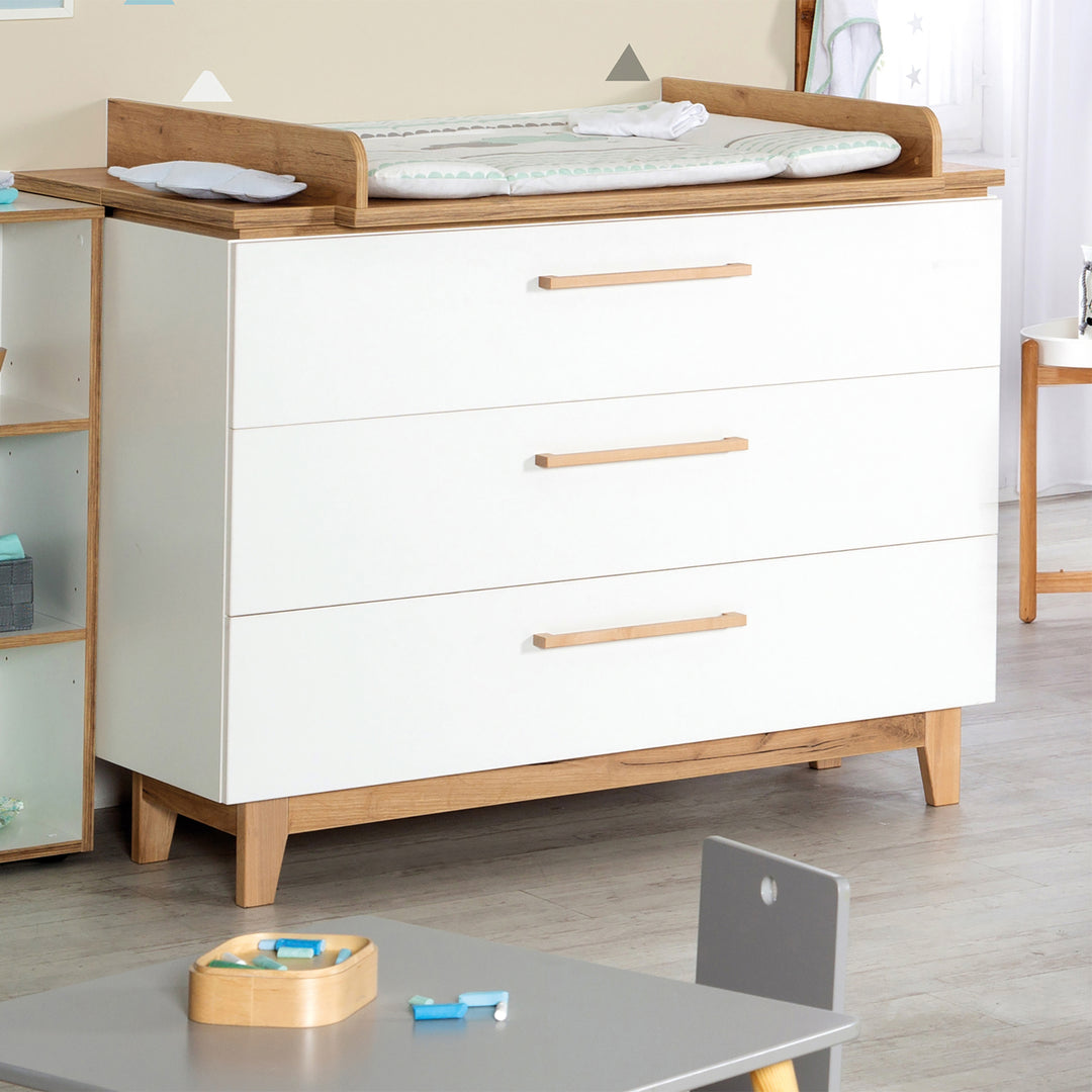 Changing Table 'Finn' with Changing Pad, Drawer Dampening, 3 Drawers, Changing Height 94 cm