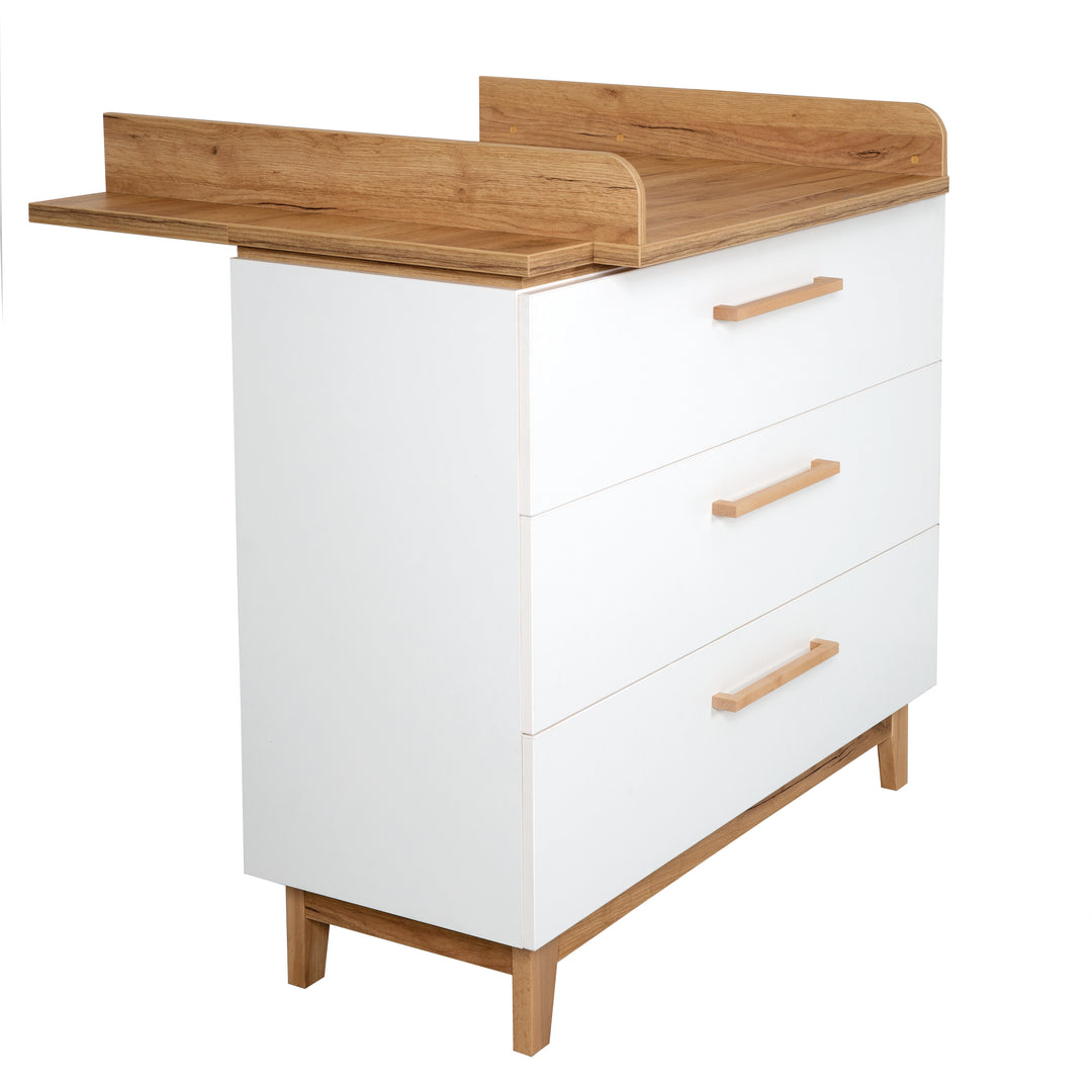 Changing Table 'Finn' with Changing Pad, Drawer Dampening, 3 Drawers, Changing Height 94 cm