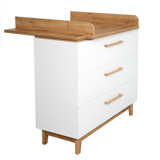 Changing Table 'Finn' with Changing Pad, Drawer Dampening, 3 Drawers, Changing Height 94 cm