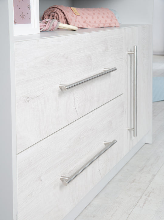 Set da camera per bambini 'Maren 2', incluso letto combi 70 x 140 cm, cambio petto & mobile a 3 porte, grigio chiaro/bianco
