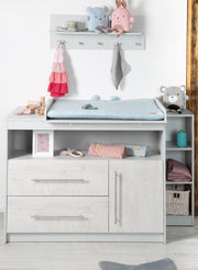 Children's room set 'Maren 2', incl. combi cot 70 x 140 cm, changing table & 3-door cupboard, light gray / white