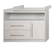 Cápida de cajones 'Maren 2' con pañal, 1 cajón, 1 puerta, 1 compartimento, gris claro/blanco