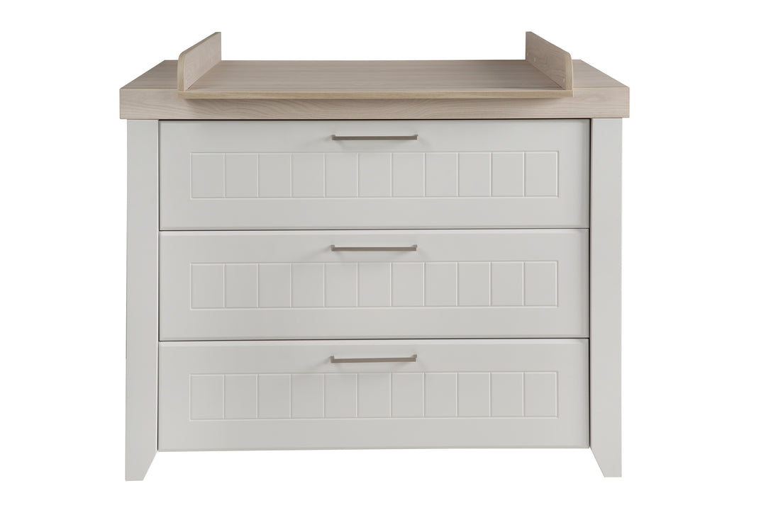 Cassettiera fasciatoio 'Helene', con prolunga, 3 cassetti, soft-close, altezza fasciatoio 90 cm, grigio chiaro