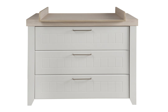 Cassettiera fasciatoio 'Helene', con prolunga, 3 cassetti, soft-close, altezza fasciatoio 90 cm, grigio chiaro