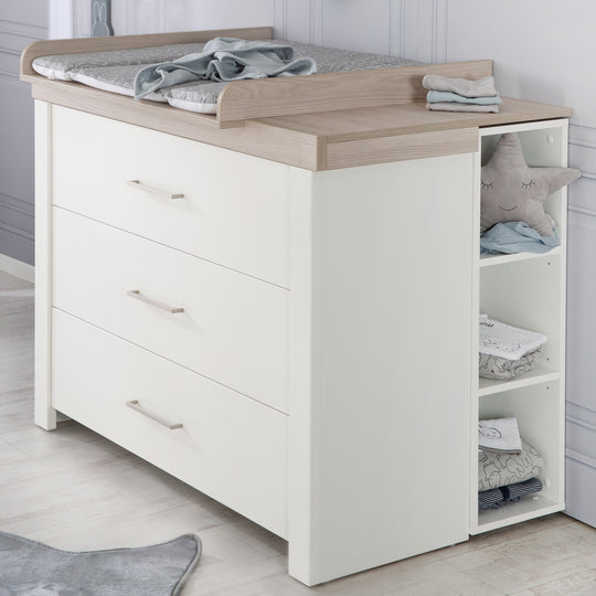 Wickelkommode 'Lucy' mit Wickelansatz, 3 Soft-Close-Schubladen, Wickelhöhe 90 cm