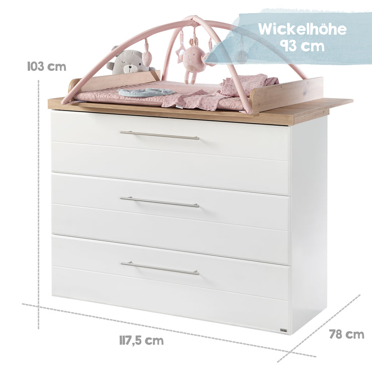 Möbelset 'Nele' 2-teilig, inkl. Kombi-Kinderbett 70 x 140 & Wickelkommode breit