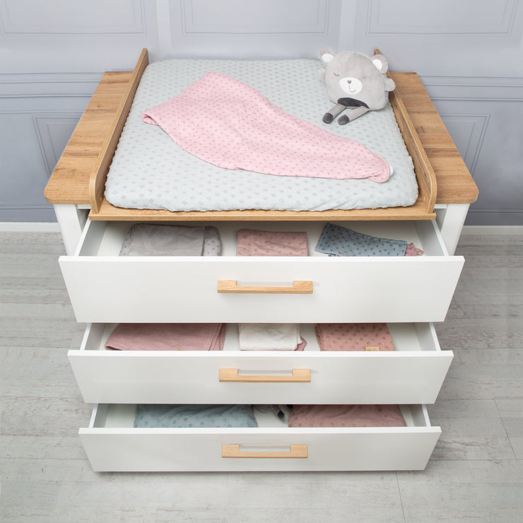 Furniture set 'Ava' 2-part, incl. Kombi children's bed 70 x 140 cm & wrapping table cabinet deep