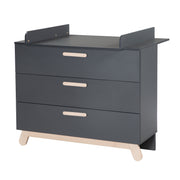 Changing Table Dresser 'Jara', anthracite, beech real wood feet & handles, changing height 93 cm