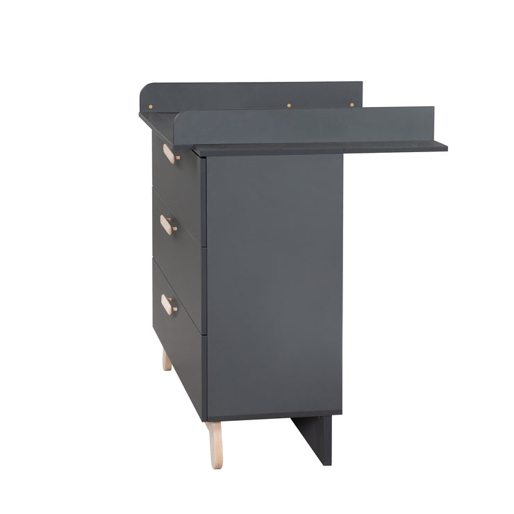 Changing Table Dresser 'Jara', anthracite, beech real wood feet & handles, changing height 93 cm