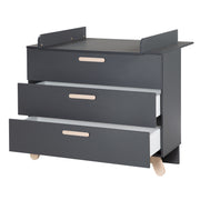 Changing Table Dresser 'Jara', anthracite, beech real wood feet & handles, changing height 93 cm