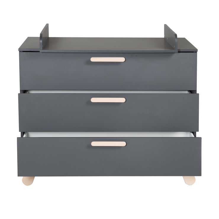 Changing Table Dresser 'Jara', anthracite, beech real wood feet & handles, changing height 93 cm