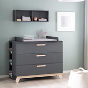 Changing Table Dresser 'Jara', anthracite, beech real wood feet & handles, changing height 93 cm